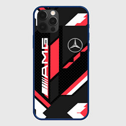 Чехол iPhone 12 Pro MERCEDES-BENZ AMG GEOMETRY STRIPES RED