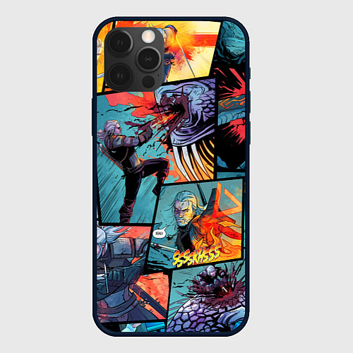 Чехол iPhone 12 Pro Ведьмак The Witcher комикс / 3D-Черный – фото 1