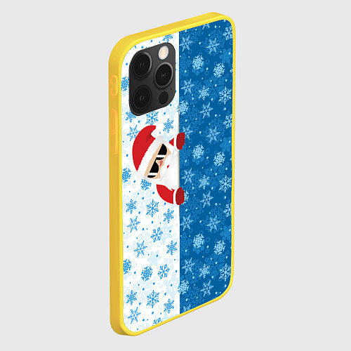 Чехол iPhone 12 Pro С Новым Годом дед мороз / 3D-Желтый – фото 2