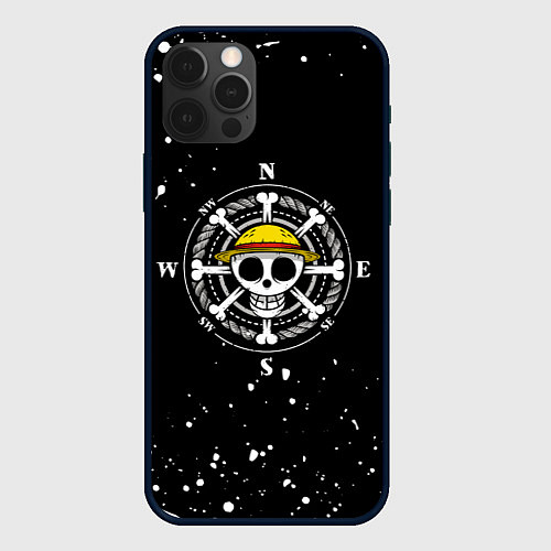 Чехол iPhone 12 Pro ONE PIECE ВАН ПИС ЧЕРЕП БРЫЗГИ КРАСОК / 3D-Черный – фото 1