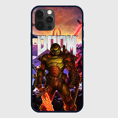 Чехол iPhone 12 Pro DOOM ETERNAL ДУМ БИТВА В АДУ / 3D-Черный – фото 1