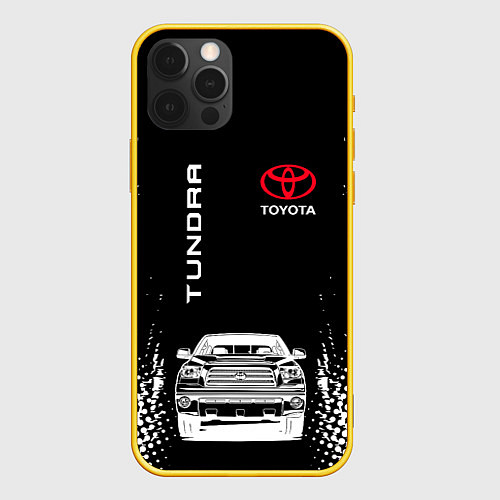 Чехол iPhone 12 Pro Toyota Tundra Следы шин / 3D-Желтый – фото 1