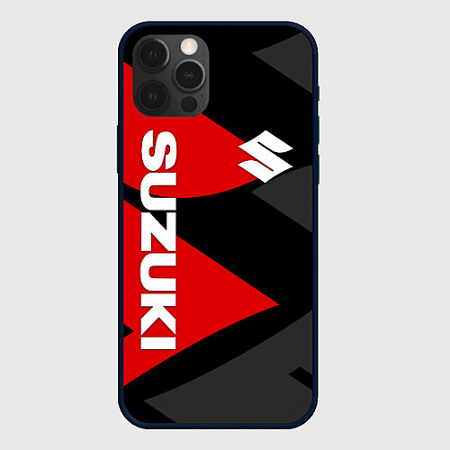 Чехол iPhone 12 Pro SUZUKI СУЗУКИ RED LOGO / 3D-Черный – фото 1