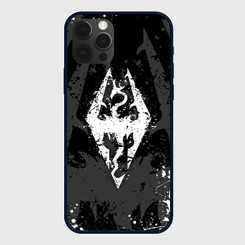 Чехол iPhone 12 Pro TES DRAGON WHITE LOGO БРЫЗГИ КРАСОК / 3D-Черный – фото 1