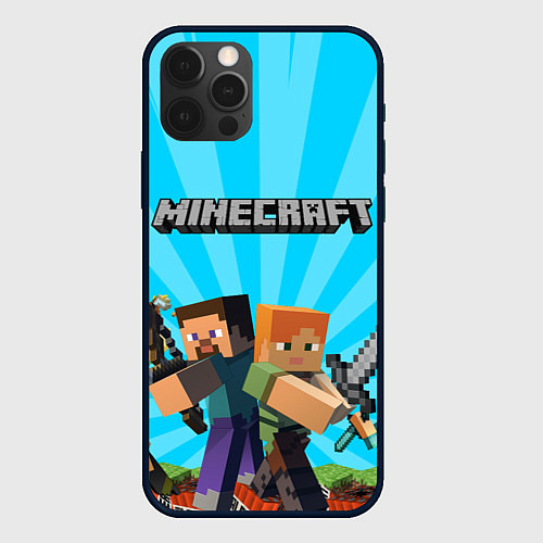 Чехол iPhone 12 Pro МАЙНКРАФТ ГЕРОИ ИГРЫ MINECRAFT / 3D-Черный – фото 1