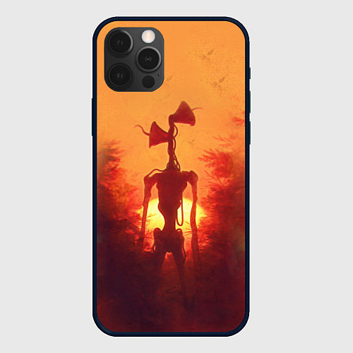 Чехол iPhone 12 Pro СИРЕНОГОЛОВЫЙ НА ЗАКАТЕ / 3D-Черный – фото 1