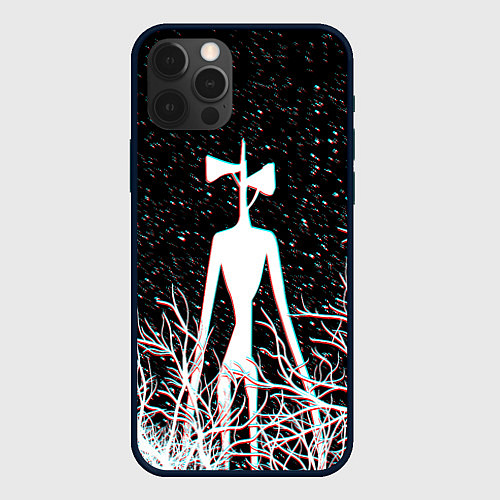 Чехол iPhone 12 Pro СИРЕНОГОЛОВЫЙ ГЛИТЧ ЛЕС, КОСМОС / 3D-Черный – фото 1