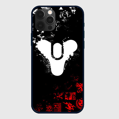 Чехол iPhone 12 Pro DESTINY 2 RED & WHITE PATTERN LOGO / 3D-Черный – фото 1