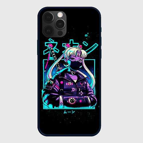 Чехол iPhone 12 Pro Сейлор Мун неон / 3D-Черный – фото 1