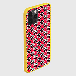 Чехол для iPhone 12 Pro Следы от Лап с Сердечками, цвет: 3D-желтый — фото 2
