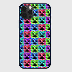 Чехол для iPhone 12 Pro МАЙНКРАФТ MINECRAFT ЦВЕТНЫЕ КРИПЕРЫ, цвет: 3D-черный