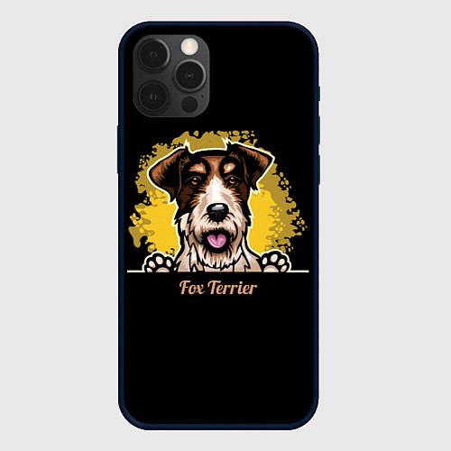 Чехол iPhone 12 Pro Фокстерьер Fox terrier / 3D-Черный – фото 1