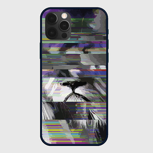 Чехол iPhone 12 Pro Glitch lion 2020 / 3D-Черный – фото 1