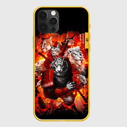 Чехол для iPhone 12 Pro Водяной Тигр 2022 и крупные кошки лев, рысь, цвет: 3D-желтый