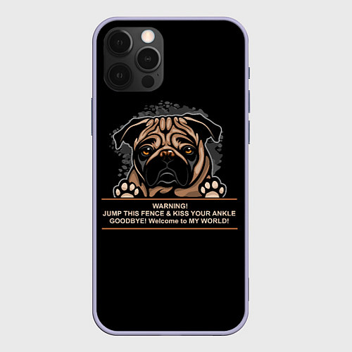 Чехол iPhone 12 Pro Собака Мопс / 3D-Светло-сиреневый – фото 1