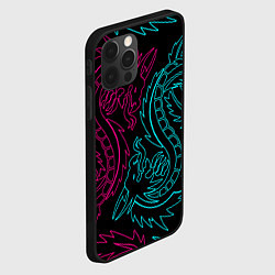 Чехол для iPhone 12 Pro НЕОНОВЫЕ ДРАКОНЫ NEON DRAGON, цвет: 3D-черный — фото 2