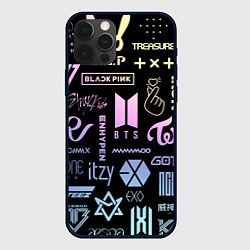Чехол для iPhone 12 Pro K-pop лого исполнителей, цвет: 3D-черный