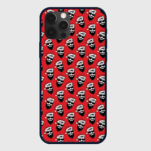 Чехол iPhone 12 Pro Hipster Santa / 3D-Черный – фото 1