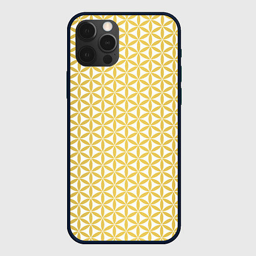 Чехол iPhone 12 Pro Цветок Жизни золото / 3D-Черный – фото 1