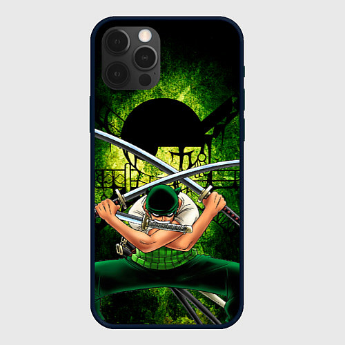 Чехол iPhone 12 Pro Зоро Ророноа с катанами Ван пис / 3D-Черный – фото 1