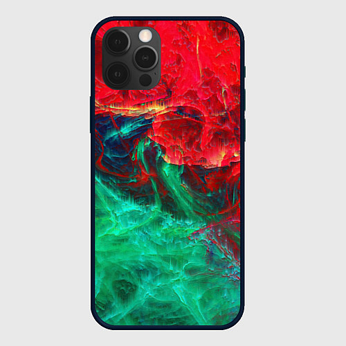 Чехол iPhone 12 Pro НЕОНОВАЯ ТОКСИЧНАЯ АБСТРАКЦИЯ NEON TOXIC WAVES / 3D-Черный – фото 1