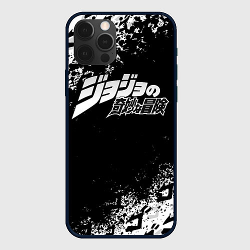 Чехол iPhone 12 Pro JOJOS BIZARRE ADVENTURE БРЫЗГИ КРАСОК СИМВОЛЫ / 3D-Черный – фото 1