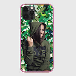 Чехол для iPhone 12 Pro Olga Buzova - camouflage, цвет: 3D-малиновый