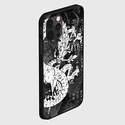Чехол для iPhone 12 Pro ЧБ Японский Дракон Dragon Иероглифы, цвет: 3D-черный — фото 2