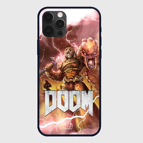 Чехол iPhone 12 Pro Брутальный DoomGay Hell rock / 3D-Черный – фото 1