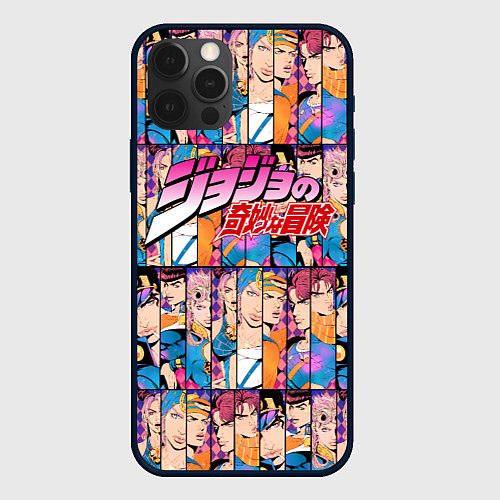 Чехол iPhone 12 Pro JOJOS BIZARRE ADVENTURE HEROES ЦВЕТНОЙ / 3D-Черный – фото 1