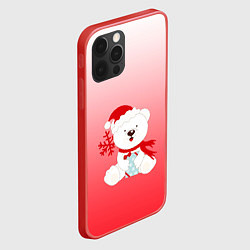 Чехол для iPhone 12 Pro Белый мишка с подарком, цвет: 3D-красный — фото 2