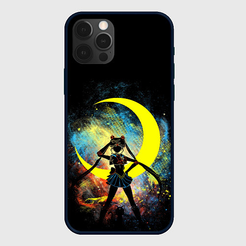 Чехол iPhone 12 Pro Sailormoon Сейлормун на фоне звезд / 3D-Черный – фото 1