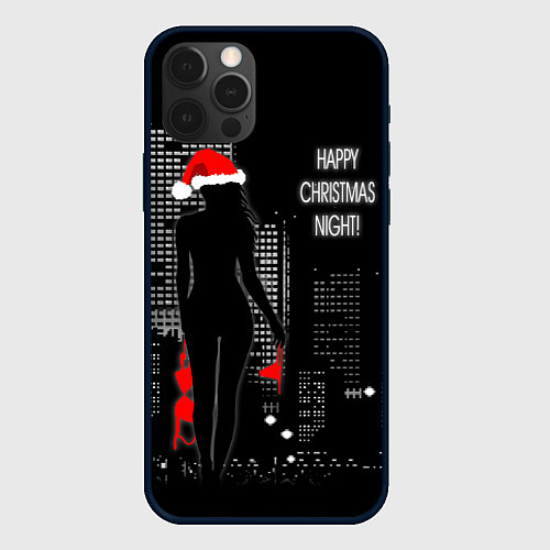 Чехол iPhone 12 Pro Happy Christmas Night! / 3D-Черный – фото 1