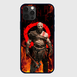 Чехол iPhone 12 Pro GOD OF WAR РАГНАРЁК, КРАТОС В ОГНЕ