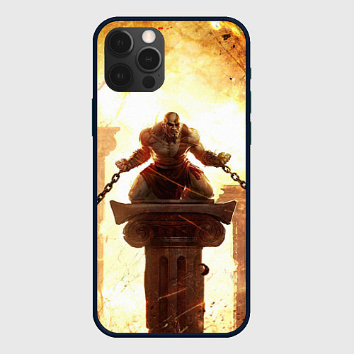 Чехол iPhone 12 Pro GOD OF WAR КРАТОС В ЦЕПЯХ / 3D-Черный – фото 1