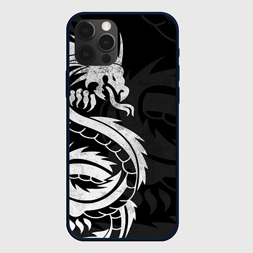 Чехол iPhone 12 Pro ЯПОНСКИЙ БЕЛЫЙ ДРАКОН JAPAN WHITE DRAGON / 3D-Черный – фото 1