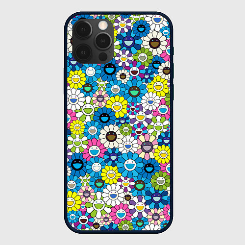 Чехол iPhone 12 Pro Takashi Murakami Улыбающиеся цветы / 3D-Черный – фото 1