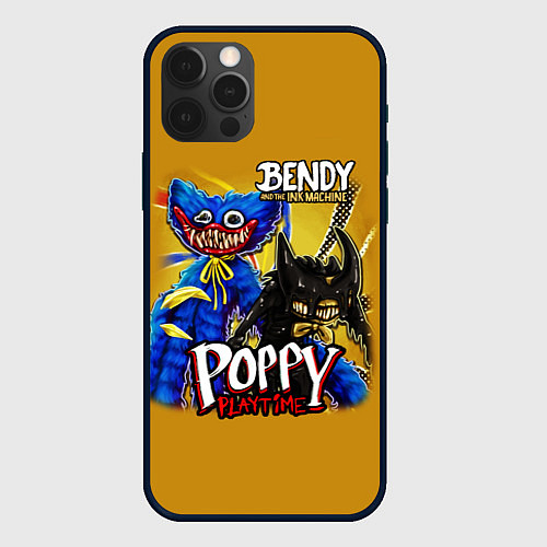 Чехол iPhone 12 Pro POPPY PLAYTIME AND BENDY AND THE INK MACHINE / 3D-Черный – фото 1