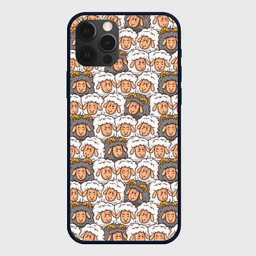 Чехол iPhone 12 Pro Овечки и барашки / 3D-Черный – фото 1