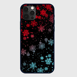 Чехол для iPhone 12 Pro НЕОНОВЫЕ СНЕЖИНКИ, НОВЫЙ ГОД 2022, цвет: 3D-черный