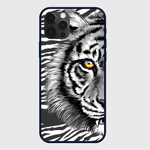 Чехол iPhone 12 Pro Голова тигра 22 / 3D-Черный – фото 1