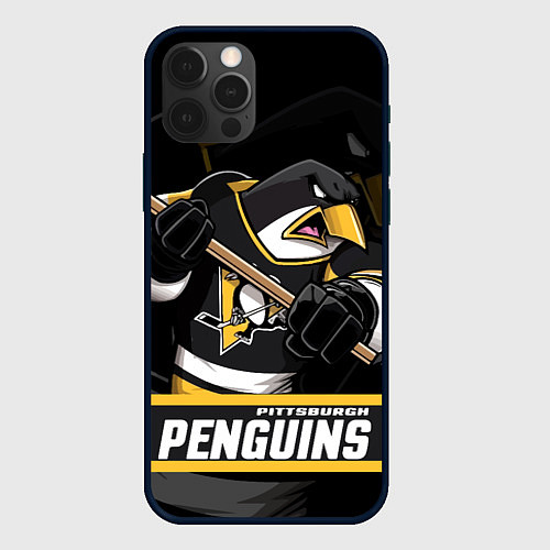 Чехол iPhone 12 Pro Питтсбург Пингвинз, Pittsburgh Penguins / 3D-Черный – фото 1