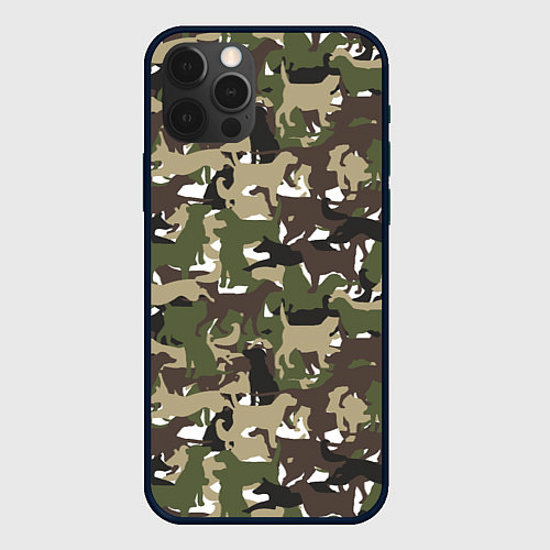 Чехол iPhone 12 Pro Камуфляж из Собак Camouflage / 3D-Черный – фото 1