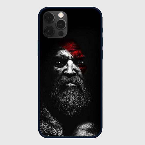 Чехол iPhone 12 Pro ЛИЦО КРАТОСА, БОГ ВОЙНЫ GOD OF WAR / 3D-Черный – фото 1