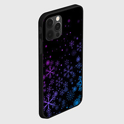 Чехол для iPhone 12 Pro Новогодние снежинки Градиент, цвет: 3D-черный — фото 2