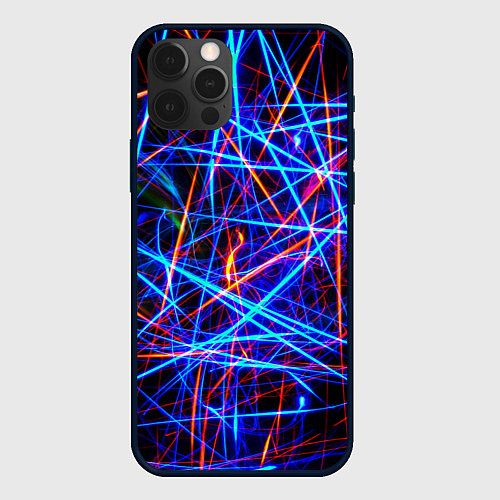 Чехол iPhone 12 Pro NEON LINES Glowing Lines Effect / 3D-Черный – фото 1