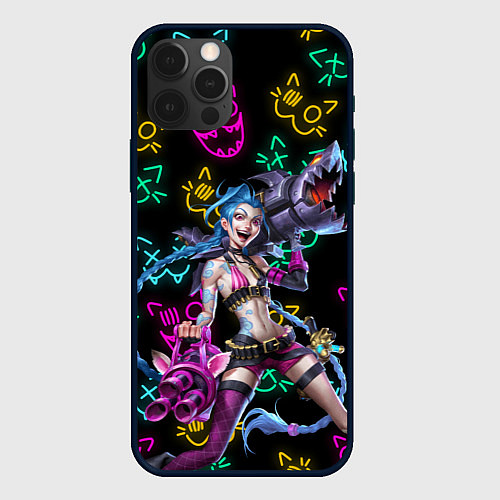 Чехол iPhone 12 Pro JINX ARCANE NEON MEOW! LOL / 3D-Черный – фото 1