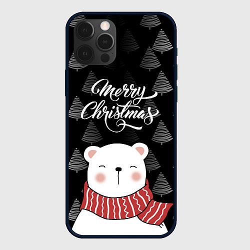 Чехол iPhone 12 Pro MERRY CHRISTMAS BEARS / 3D-Черный – фото 1