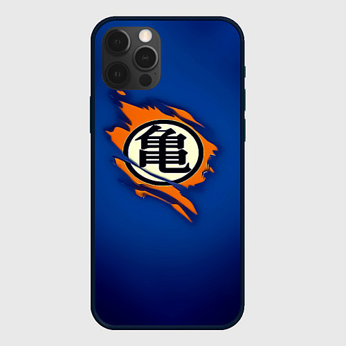 Чехол iPhone 12 Pro Рваный логотип Гоку Dragon Ball / 3D-Черный – фото 1