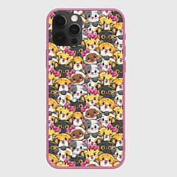 Чехол для iPhone 12 Pro Котики Много котиков!, цвет: 3D-малиновый